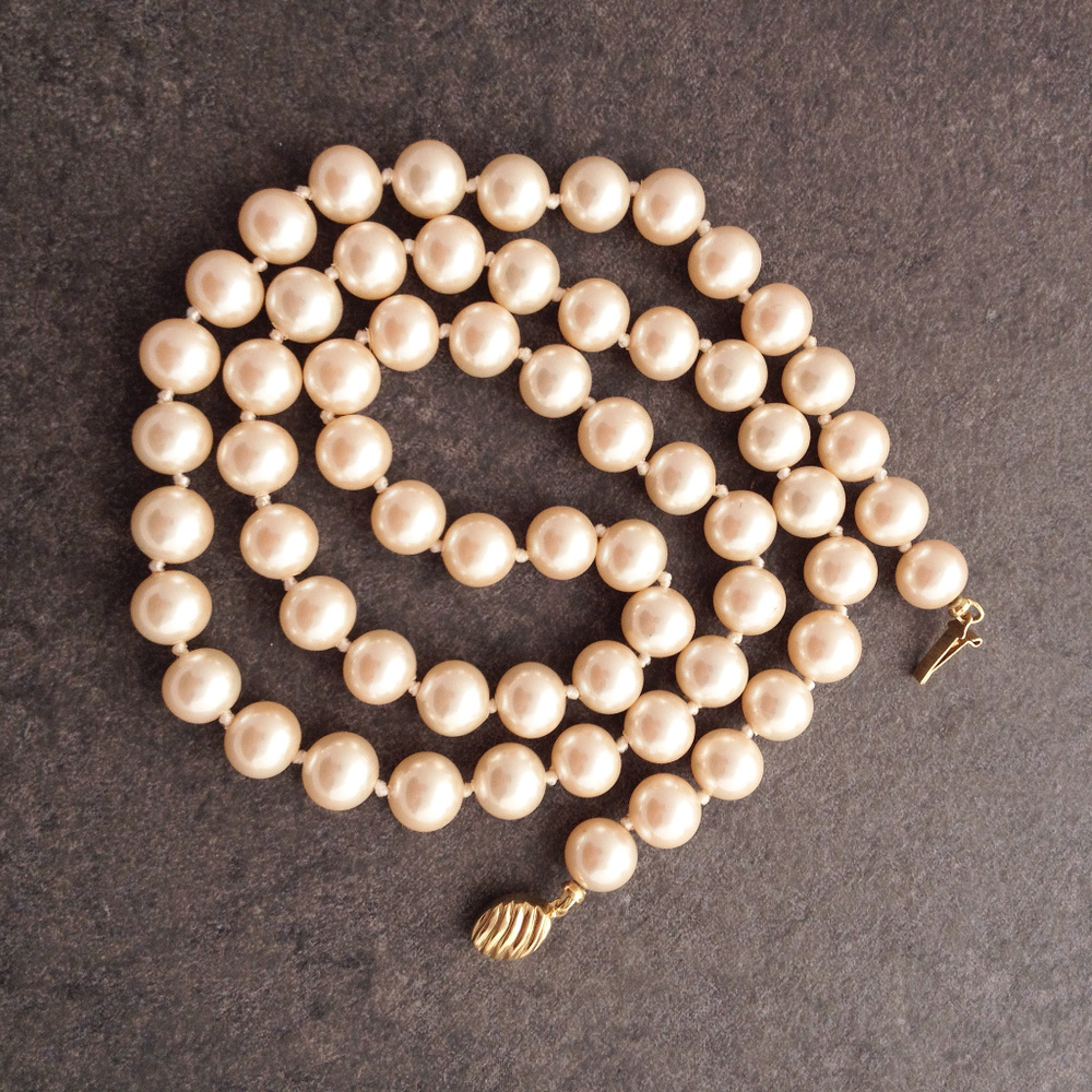 Vintage Glass Pearl Necklace by Marvella - Picture 1 of 3